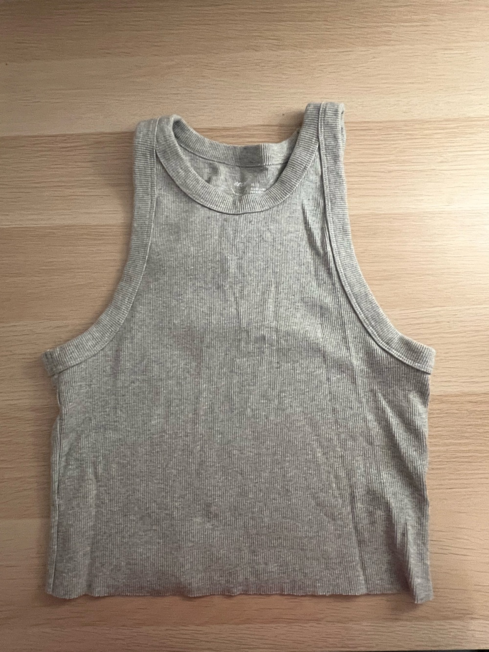 aerie Light Gray Ribbed Crop Tank